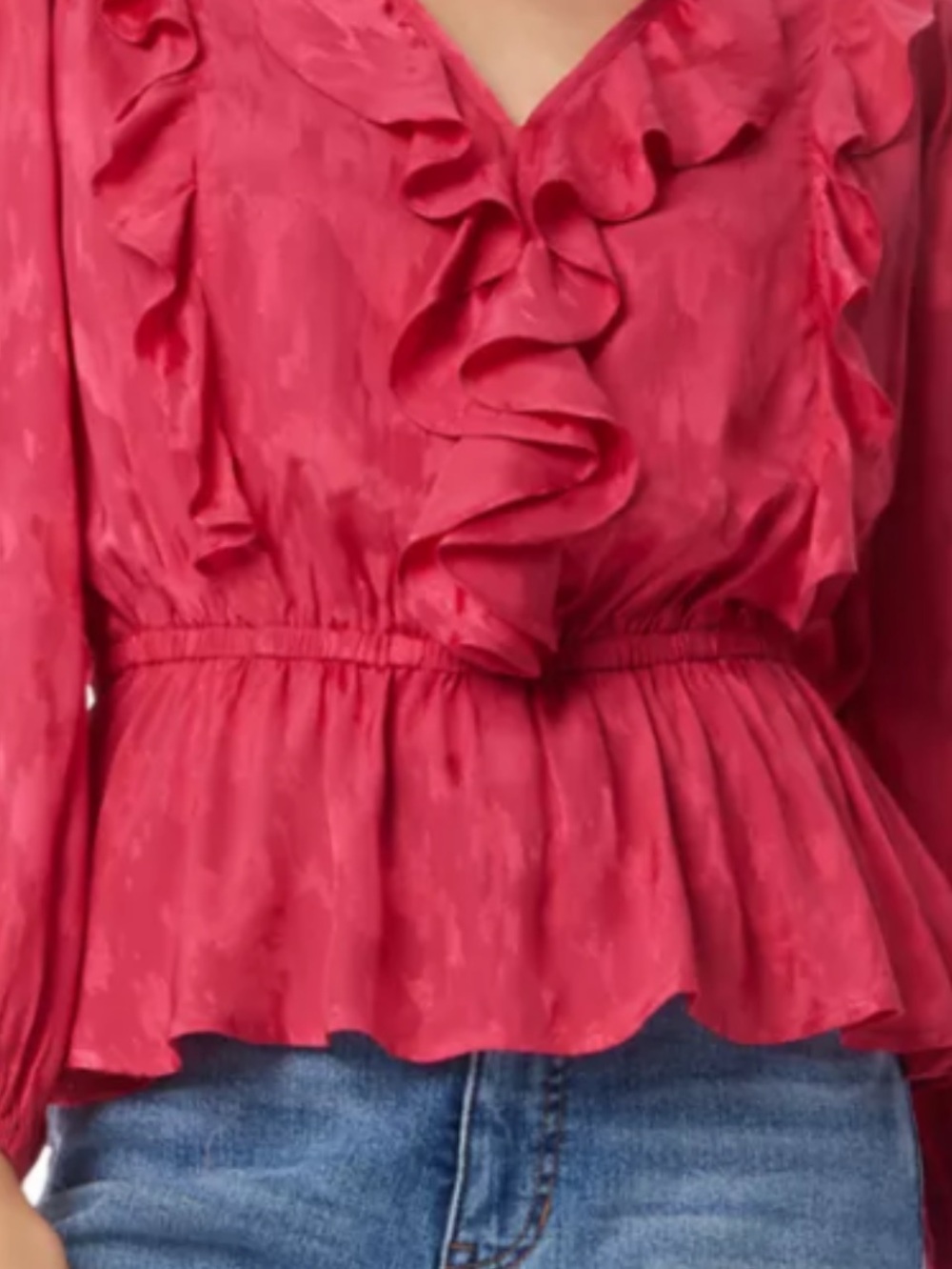 Sam Edelman Ruffled V-Neck Blouse - Red - Picture 2 of 3